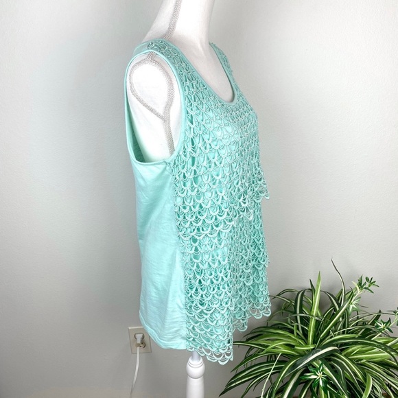 Cato, Plus Size 18/20W Sleeveless Top Pastel Green Eyelet Tiered EUC - Picture 7 of 11